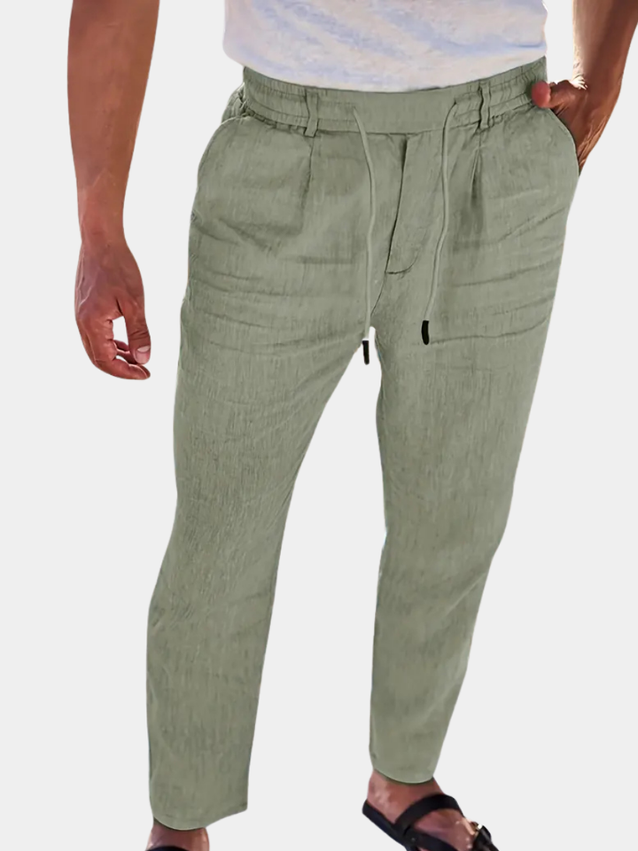 PANTALONS LARGES EN LIN AVEC CORDON