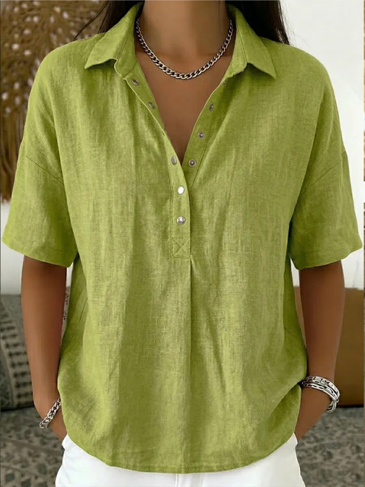Blouse Élégante Elara avec Col & Détails de Boutons