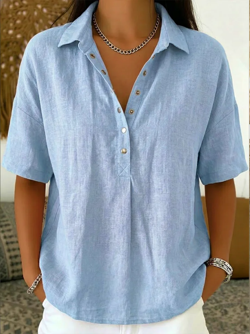 Blouse Élégante Elara avec Col & Détails de Boutons