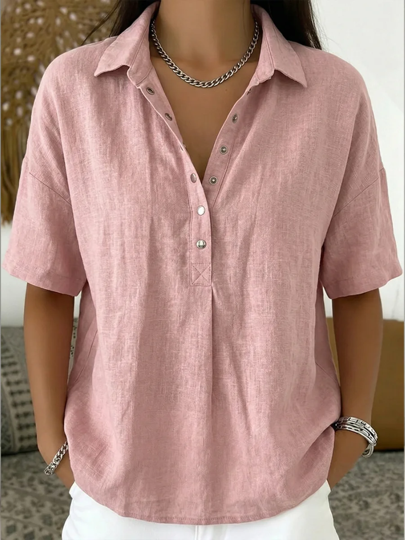 Blouse Élégante Elara avec Col & Détails de Boutons