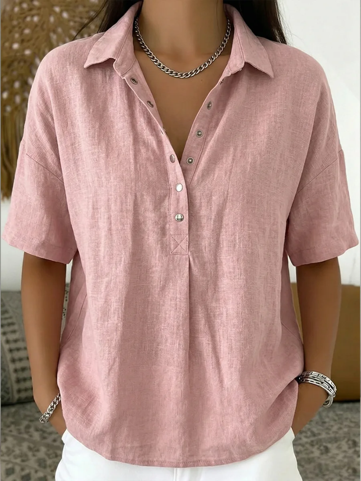 Blouse Élégante Elara avec Col & Détails de Boutons