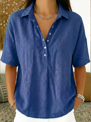 Blouse Élégante Elara avec Col & Détails de Boutons