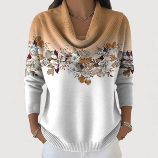 Florena Luxe Pull Fleurs avec Col Doux
