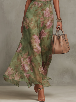 Livia | Robe Maxi Halter Florale Élégante
