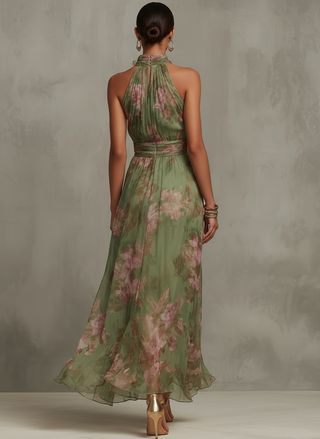 Livia | Robe Maxi Halter Florale Élégante