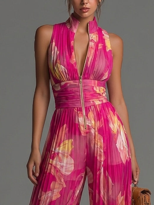 Leabella | Jumpsuit plissé floral fuchsia
