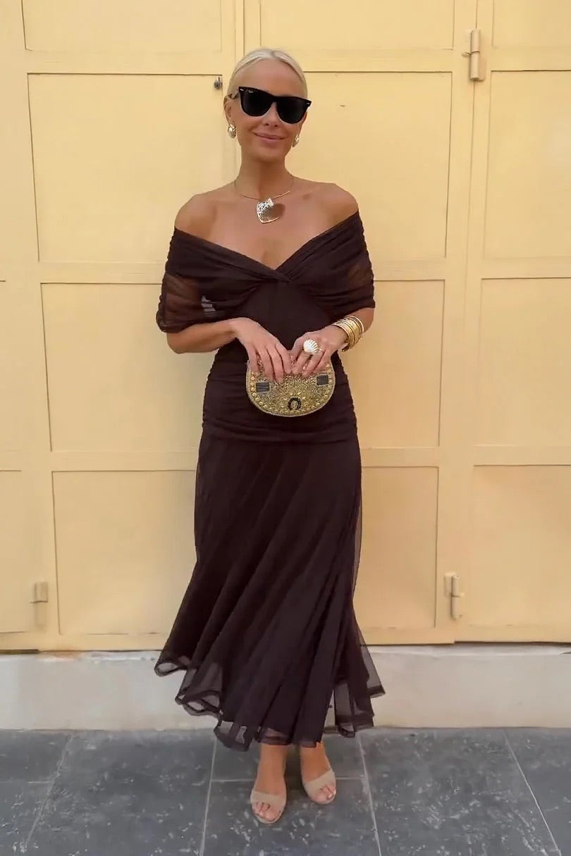 Elise | Robe maxi épaules dénudées