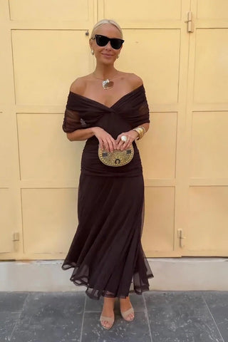 Elise | Robe maxi épaules dénudées